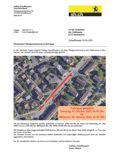 Belagssanierung Zollstrasse