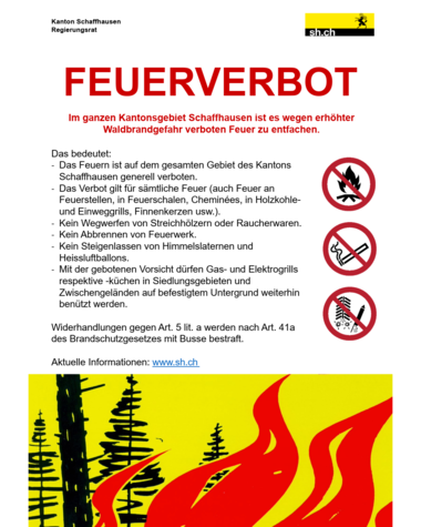 absolutes Feuerverbot auf dem Katonsgebiet Schaffhausen - Kanton verfügt absolutes Feuerverbot im Freien